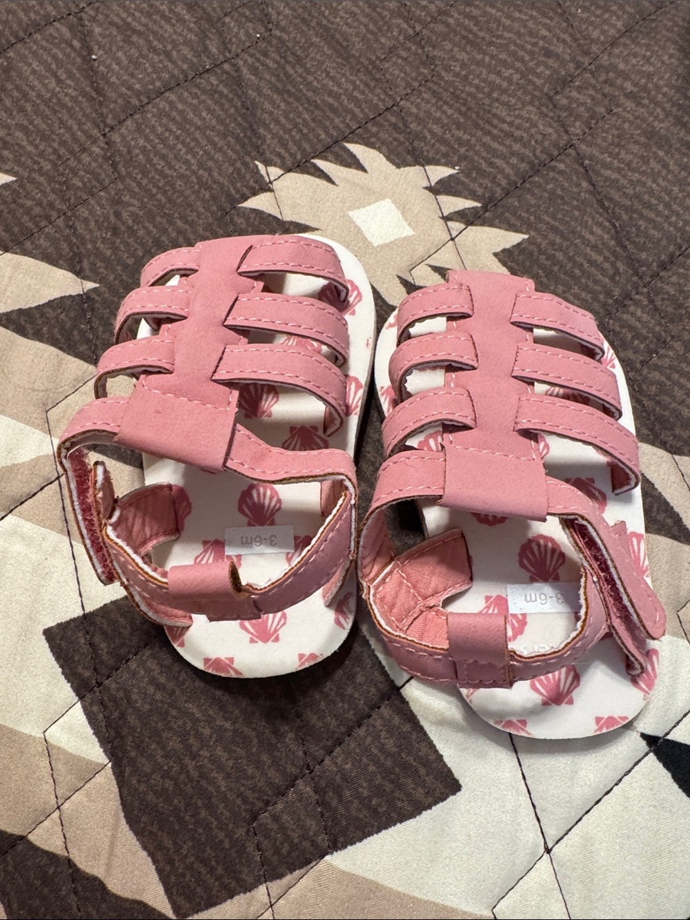 Carter's Pink Girls Closed-Toe Shell Print Sandals